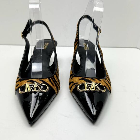 NEW MICHAEL Michael Kors Parker Flex Tiger Print Calf Hair Slingback Pump Shoes - Picture 5 of 12